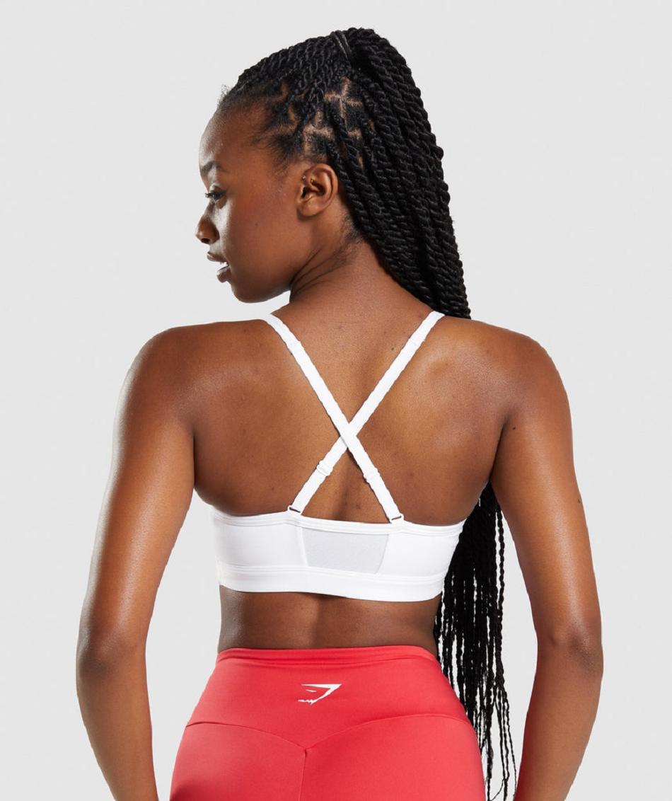 Staniki Sportowe Damskie Gymshark Ruched Białe | PL 2856DFM